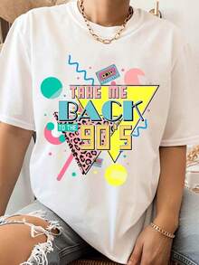 ropa de mujer  Camiseta Retro "Take Me Back To The 90s" para Mujer y Hombre, Unisex, Camiseta Gráfica Vintage de los 90 con Diseño de Cinta de Cassette, Perfecta para Fiestas de Cumpleaños, Disfraces de Halloween y Uso Diario  camisas de mujer - Blanco - Ver 6