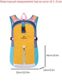 1 Buah Ransel Outdoor Modis dan Santai dengan Desain Blok Warna, Tahan Air dan Anti Gores dengan Banyak Kantong. Ringan untuk Mendaki dan Bepergian, Perlengkapan Penting Musim Semi dan Musim Panas untuk Pria dan Wanita. - Kuning - View 9