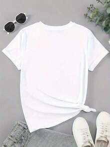 Camiseta de Mujer con Estampado Gráfico de Miembro de Banda K-Pop - Camiseta Casual de Manga Corta y Cuello Redondo en Gris Claro con Ilustraciones Coloridas de Personajes, Lavable a Máquina, Mercancía para Fans, Camisetas para Mujer, Atuendo Diario, Ilustración Vibrante, Fácil Cuidado, Adultos. - Blanco - Ver 2