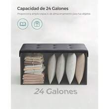 Banco Almacenamiento Plegable 110L, Otomana Plegable, Impermeable, Carga de 300 kg, 76 x 38 x 38 cm, Puf Organizador Multifuncional para Sala, Dormitorio o Entrada - Gris - Ver 6