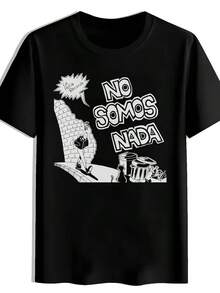 Camiseta de mujer con estampado retro de banda de rock, banda We Are Nothing, personajes de dibujos animados de música espa?ola, camiseta de tejido elástico de secado rápido. - Negro - Ver 1