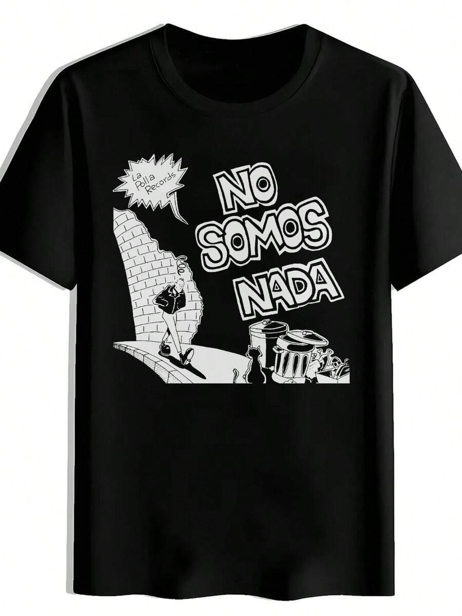 Camiseta de mujer con estampado retro de banda de rock, banda We Are Nothing, personajes de dibujos animados de música espa?ola, camiseta de tejido elástico de secado rápido. - Negro - Ver 1