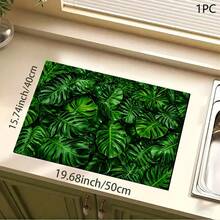 1pc Green Palm Leaf Print Absorbent Mat/Drying Mat For Coffee Maker, Dishes - Polyester Absorbent Desktop Protective Mat With Rubber Anti-Slip Pad, For Kitchen Counter Decor, Home Bar And Dining Table - Multicolor - View 13