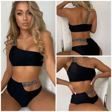 Qianmo 2026 New Two-Piece Hard Cup Swimsuit For Women, Sexy Solid Color Nylon Bikini Set - Image Color - View 3