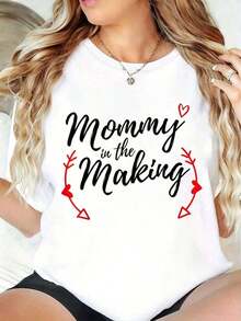 100% Cotton, Plus Size, Maternity T-Shirt, Pregnant Mom T-Shirt, Cute Design, Round Neck, Short Sleeves, Stretchy Fabric, Summer Top. - 白色 - 查看 6