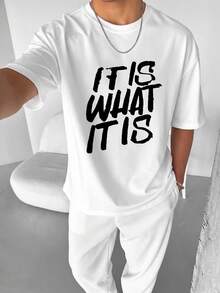 ZYNTH BALENO Men's Fashionable Letter Print Short Sleeve T-Shirt, Suitable For Gym, Sports, Cycling, Running In Summer - White - View 9