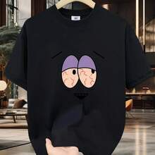 Camiseta de Algodón 100% para Hombre - Manga Corta, Cuello Redondo, Estampado Digital, Cómoda Todas las Estaciones, Lavable a Máquina, Ideal Salidas Diarias, Diseño Circular, Casual Verano Tshirt Muscle Freaks Cartoon estilo Funny SouthPark - Negro - Ver 1
