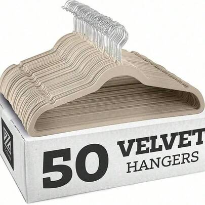 1pc Premium Velvet Hanger, Non-Slip Velvet Flocked Clothes Hanger, Sturdy Hanger, Heavy Duty Coat And Suit Hanger, Durable Suit Hanger, Suitable For Wardrobe Use, Ideal Wardrobe Accessory