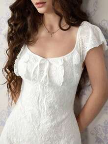 Vestido mini minimalista de unicolor para mujer - Blanco - Ver 3