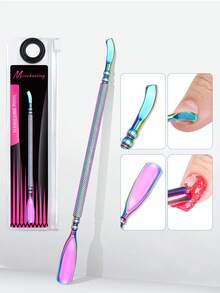 1 dụng cụ chuẩn bị móng tay ánh kim, dụng cụ đẩy biểu bì và cạo da chết hai đầu, dụng cụ làm móng chuyên nghiệp bằng thép không gỉ dành cho kỹ thuật viên làm móng. - Nhiều màu - Xem 10