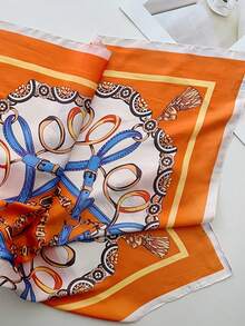 1pc Faux Silk Printed Neckerchief, Versatile Headband/Scarf, Suitable For Daily Use - Multicolor - View 2