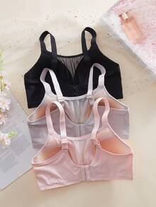 3pcs/Set Maternity Comfortable Skin-Friendly Wireless Nursing Bra Set - Multicolor - View 3