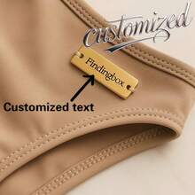 Etiqueta personalizada de acero inoxidable con logotipo, adecuada para trajes de baño, tamaño 1.18*0.24 pulgadas, etiqueta de marca grabada, para coser, para logotipo exclusivo personalizado DIY, etiqueta de ropa de diseñador, etiquetas a granel - multicolor - Ver 1