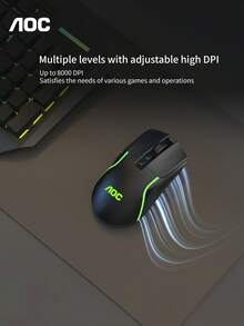 AOC 有线 RGB 游戏鼠标，8000 DPI 可编程 USB 游戏鼠标，带 7 个按键和符合人体工程学的设计，适用于 PC 和笔记本电脑游戏 - 查看 5