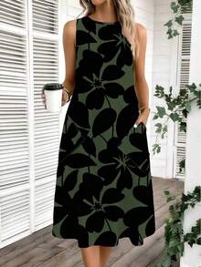 LUNE Vestido casual de mujer de longitud media con estampado floral color albaricoque, adecuado para primavera/verano, vestidos de sol para mujer, vestidos camiseros para mujer, vestido casual - Multicolor 4 - Ver 6