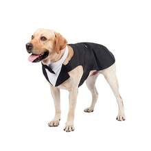 2pcs Black Dog Tuxedo Formal Pet Outfit Set, Includes Bow Tie Collar And D-Ring, Suitable For Small To Medium Dogs, Breathable Comfortable Gentleman Attire, Perfect For Weddings, Parties And Cosplay - Black - View 2