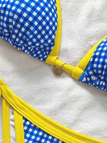 Vestido de playa informal de talla grande para mujer con estampado aleatorio y diseño de anillo en el cuello halter - Azul 2 - Ver 4