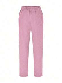 Conjunto de uniformes médicos: Parte superior de cuello en V de manga corta y pantalones para trabajadores de la salud - Rosa - Ver 6
