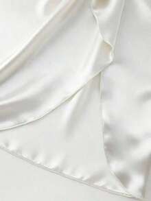 Falda asimétrica con diseño plisado de unicolor para mujer - Blanco - Ver 6
