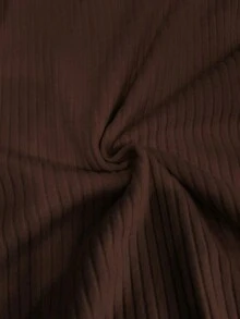 Elegante camiseta de punto de cuello redondo, top de punto minimalista de moda, otoño/invierno - Marrón 2 - Ver 4