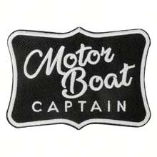 3 Embroidered Patch Featuring The Words'Motor Boat Captain ', Designed For Use On Clothing Or As A Accessory - Classic - View 1