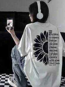 Camiseta Básica Casual de Manga Corta para Mujer, Holgada y Versátil - Blanco - Ver 12