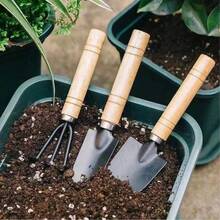 Juego de herramientas de jardinería, herramientas de plantación de jardinería, juego de 3 palas de jardinería, adecuado para cultivar verduras, flores, flores, carne, plantas en macetas, rastrillos, pala, muy adecuado para jardinería, cultivo de suelo y cuidado de plantas, duradero, fácil de usar, necesario para la jardinería al aire libre - Versión actualizada - Ver 7