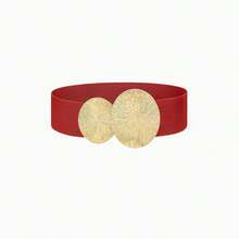1 pièce Ceinture de taille rouge vin, polyvalente pour le port quotidien, les fêtes, les grandes tailles, l'été - Rouge foncé - View 7