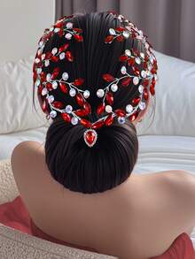 1pc Luxury Rhinestone Decorated Forehead Pendant Bridal Headband Wedding Accessory Suitable For Party Photography - Multicolor - View 2