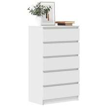 Cómoda blanca Joinmee 60x36x103 cm con 5 cajones, cajonera de madera de ingeniería para dormitorio, salón, recibidor y apartamento - Blanco - Ver 2