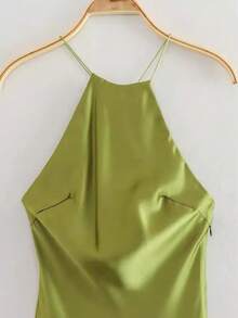 Elegant Satin Dress With Straps, New Arrival Coat Style Women's Bestseller - 綠色 - 查看 3