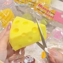 1个巨型挤压奶酪块 - 超大号软挤压奶酪道具，趣味礼物，成人新奇道具，成人感官玩具 - SunnyLife，感官玩具，软挤压玩具，减压玩具，软挤压道具 - 彩色 - 查看 6