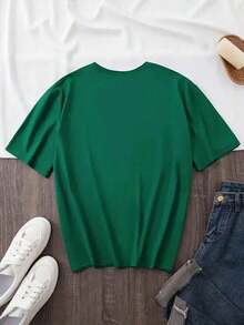 1 Piece Casual Fashion For Men And Women Graphic T-Shirt Ladies Women Short Sleeve Round Neck Casual Comfortable Fresh Light Modern Youth Regular Cut Prints Hat Denim Denim Denim Heart Bow Rope Boho Bohemian Style, Versatile, Easy To Match, Suitable For Daily Wear, Urban Style, Holiday Outfits, Weekend Outfits. - 綠色 - 查看 2