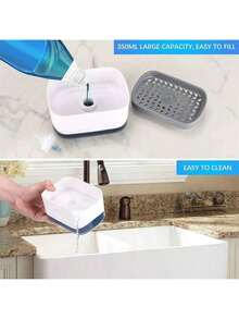 Gift: 1pc Sponge, Random Color) Kitchen Soap Dispenser, Countertop Soap Pump Dispenser, Sponge Nozzle, Dish Soap Dispenser, Kitchen, Storage, Kitchen Essentials, Liquid Soap Dispenser, Soap Dispenser - Designed For Cleaning Dishes In The Kitchen Sink, Equipped With Convenient Non-Slip Base. - Multicolor - View 6
