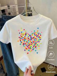 Vintage 180g Made In Mexico, Spring/Summer 2026 Fashion Short Sleeve T-Shirt, Cartoon Print, Couple Style, Underwear/Outerwear, Casual Round Neck For Office, Unisex One Piece Graphic Tee - 白色 - 查看 2