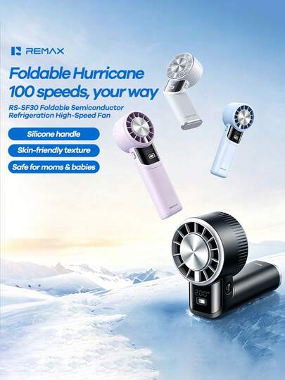 REMAX This Outdoor Neckband/Handheld 2-In-1 Fan Features Semiconductor Cooling For High-Speed Airflow, 200 Adjustable Wind Speeds, A Skin-Friendly Silicone Handle, Foldable Design For Portability, And Long Battery Life.
