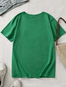 Nueva Camiseta Casual de Verano para Mujer con Estampado de Adorable Oso de Peluche y Gráfico "Stay Awesome" - Tejido Suave y Transpirable, Corte Holgado, Cuello Redondo para Atuendo Casual, Lavable a Máquina, Idea de Regalo Perfecta, Camisetas Lindas, Ropa Cómoda, Diseño Divertido, Material de Elasticidad Media - Camiseta Unisex de Algodón de Manga Corta y Cuello Redondo Estilo Vintage Urbano-Vintage Street Style Unisexoose Cotton Short Sleeve Crew Neck T-Shirt - Verde - Ver 3