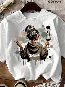 Edición Limitada, Camiseta de Manga Corta para Mujer% Algodón Ligero, Estampada y Versátil para el Día de la Madre - Negro - Ver 7