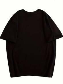 Camiseta de manga corta oversize vintage Y2K para mujer - Camiseta gráfica 100% holgada con estampado de letras llamativas, tela de 200g, lavable a máquina, top casual de verano, camiseta para mujer - Negro - Ver 2
