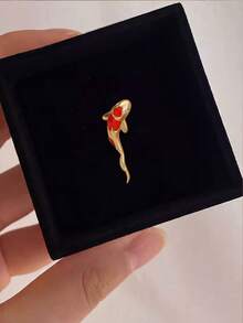 1 pieza Pendiente de cartílago de plata de ley S925 con pez koi incrustado de diamante, diseño de nicho, nuevo estilo chino clásico con pez augurio, adecuado para el atuendo diario de la mujer o como regalo de vacaciones - Koi - Ver 7