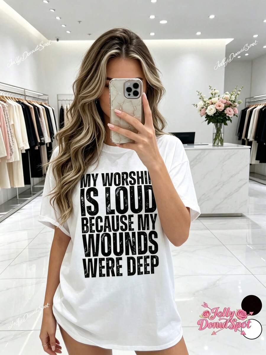 Camiseta "Mi Adoración Es Sonora", Camiseta Cristiana Poderosa, Camiseta "Fe Sobre el Miedo", Sudadera con Capucha de Impacto Visual, Camiseta Religiosa de Sanación, Regalo Cristiano para Hombres y Mujeres, Ropa Religiosa Inspiradora Lavable a Máquina - Blanco - Ver 1
