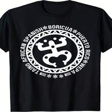 Decoración exclusiva para el Día de la Independencia/Día del Padre Neo áfrica Espa?a Puerto Rico Porico Asia Pacífico Neo Camiseta - Unisex, Verano 2025, Manga corta, Estampado, Color liso, 180 g, 220 g, Cuello redondo, Estilo retro, Corte regular, Estampado pintado, Ropa cultural - Negro - Ver 1