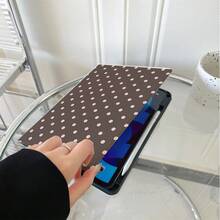 1件棕色底粉色波點印花平板保護殼，多角度支架保護套附筆槽，相容 iPad 10th Gen/Air 13(M3 2025)/Air 11(M3 2025)/11(A16 2025)/Galaxy Tab S10+/S9/A9，相容 Oppo Pad、 MatePad、Vivo Pad、Honor Pad、Xiaoxin Pad - 彩色 - 查看 3