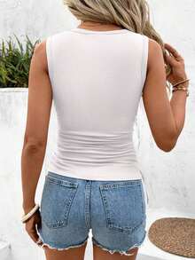 Set de 2 camisetas ajustadas de cuello redondo para mujer, casual, de vuelta al colegio - Multicolor 2 - Ver 2