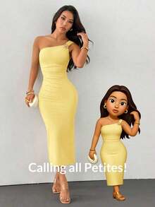 Falda de cola de pez con pliegues asimétricos y broche dorado como decoración - amarillo ganso - Ver 9