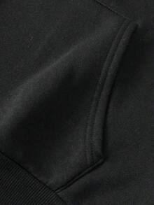Women's Drawstring Hoodie With LOVE Heart Print - Black - View 2