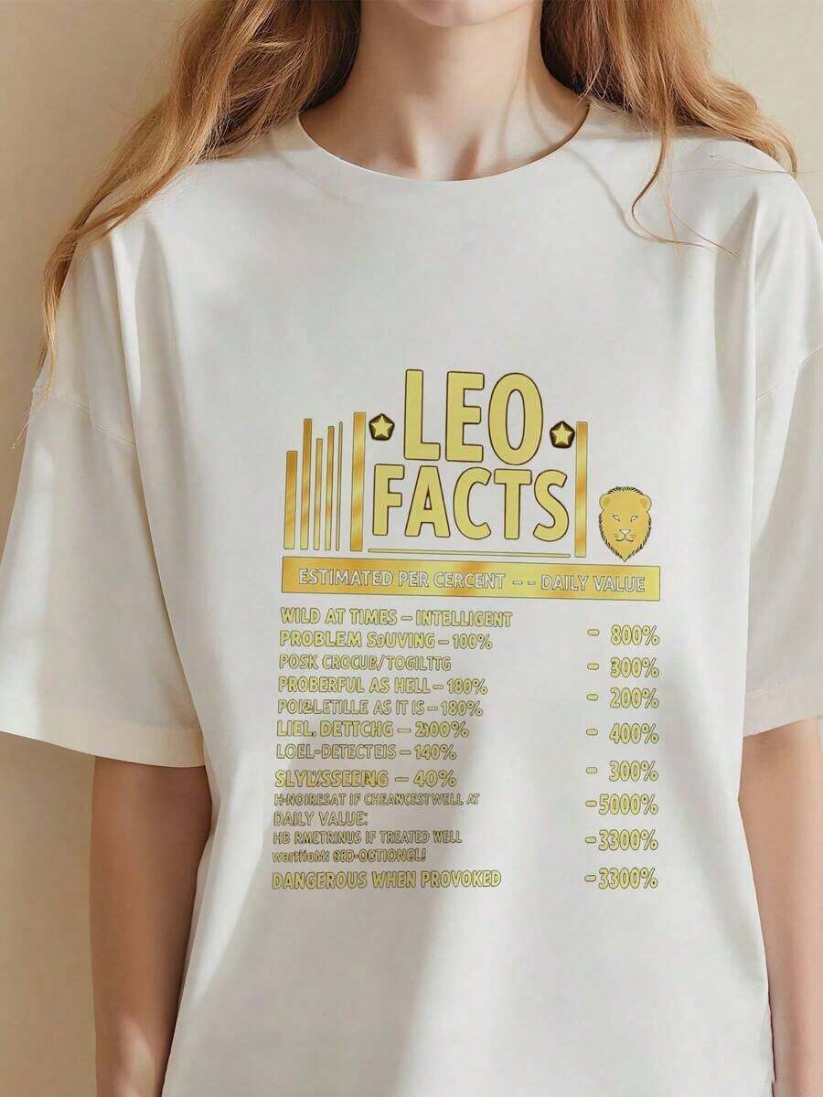 Camisetas Divertidas 100% Algodón para Mujer Leo Fac-4Pure-Cotton - Blanco 4 - Ver 1