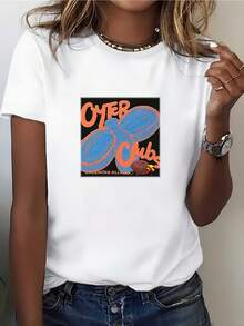 Camiseta de Mujer OYTER 180G Cuello Redondo Moda Verano 2024 Camiseta Casual de Manga Corta para Mujer Idea de Regalo para Fiestas y Vacaciones Adecuada para Familia, Oficina, Building - Camiseta Vintage Estilo Urbano Unisex de Algodón Suelto de Manga Corta con Cuello Redondo - Blanco - Ver 7