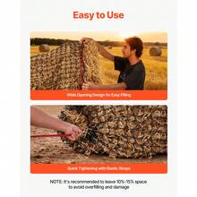 Round Bale Hay Net, 4.92 X 4.92 X 4.92 Ft, 1.75 Inch Holes, PE Material, Reinforced Knotted Design, With Zip Ties, Needle Shuttle, And Repair Twine, Slow Feeder Round Bale Net For Horses - Medium Mesh, Knotted, 5*5*5 ft - 查看 6