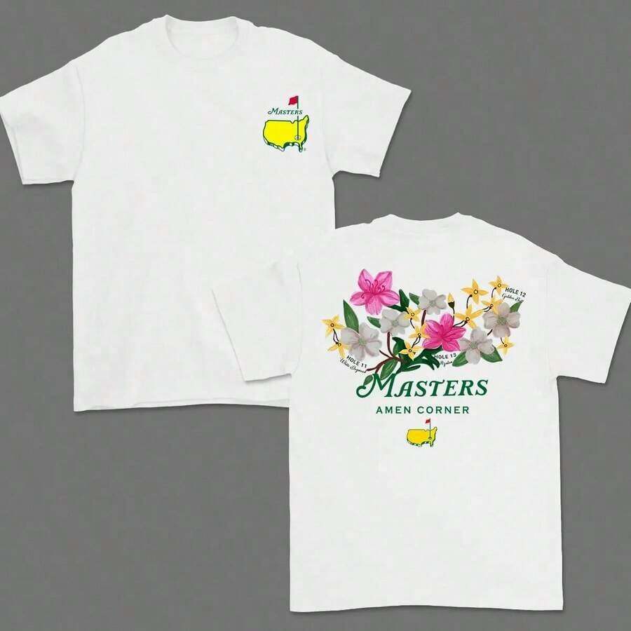 Camisa de golf Masters Amen Corner, camiseta de algodón vintage suave, cuello clásico transpirable, ropa casual para hombre, regalo deportivo de verano, apta para mujer, transpirable y cómoda. - Blanco - Ver 1